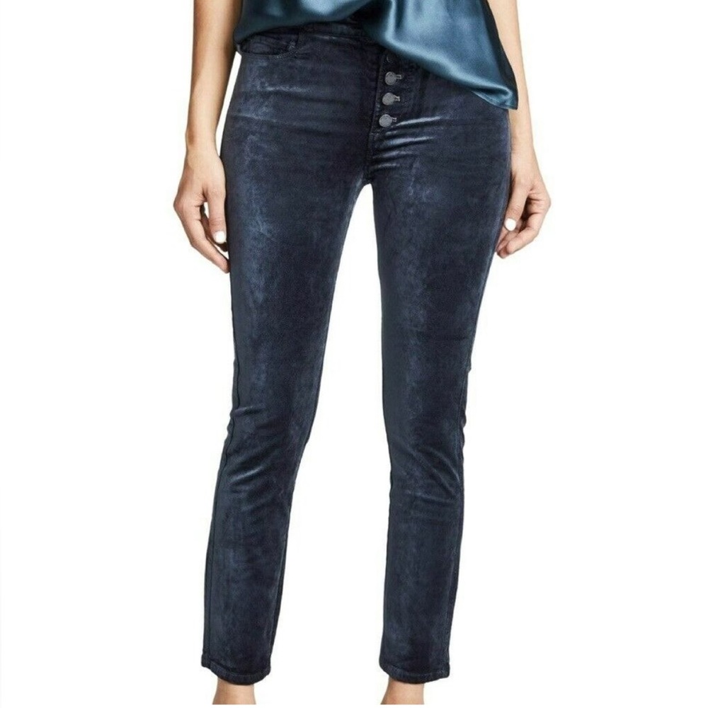 Paige Hoxton Ankle Peg Midnight Slate Velvet Pants Size 30
